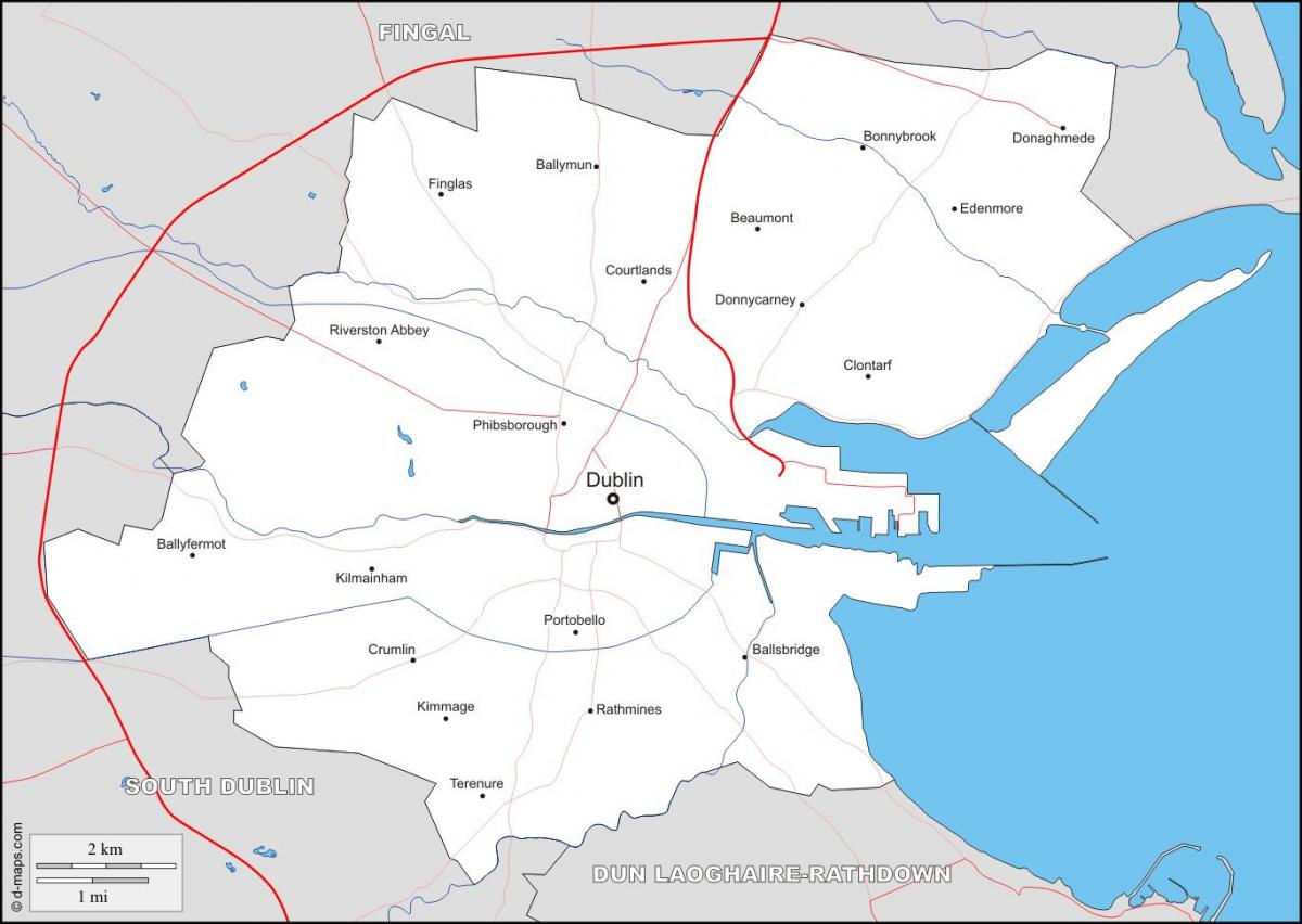 karta över Dublin stadsdelar